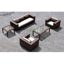 DE- (43) mobiliário de jardim exterior rattan conjunto de 5 lugares sofá